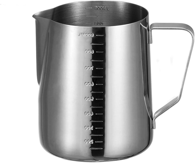 Professional Milk Frother Pitcher 350ml â€“ Stainless Steel Steaming Jug with Markings for Accurate Measurement, Smooth Pouring, Latte Art Control, and Espresso Drink Making